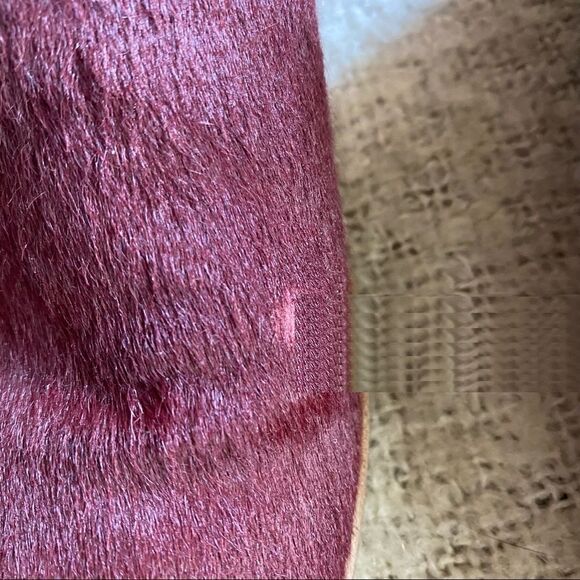 Theory calf hair mules firry fuzzy burgundy wine 8.5 - Picture 5 of 9